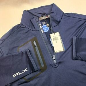 NWT RLX Golf 1/4 Zip‎ Pullover Dark Navy Stretch Wicking Men's Size S Pockets